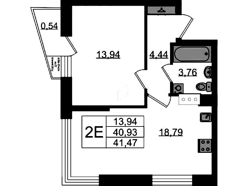1-комнатная квартира 41.47 м², 7/11 эт., ЖК «VEREN NORT Сертолово»